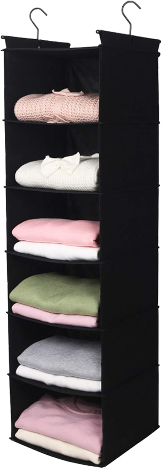 MAX Houser 6 Tier Shelf Hanging Closet Organizer, Closet Hanging Shelf with 2 Sturdy Hooks for