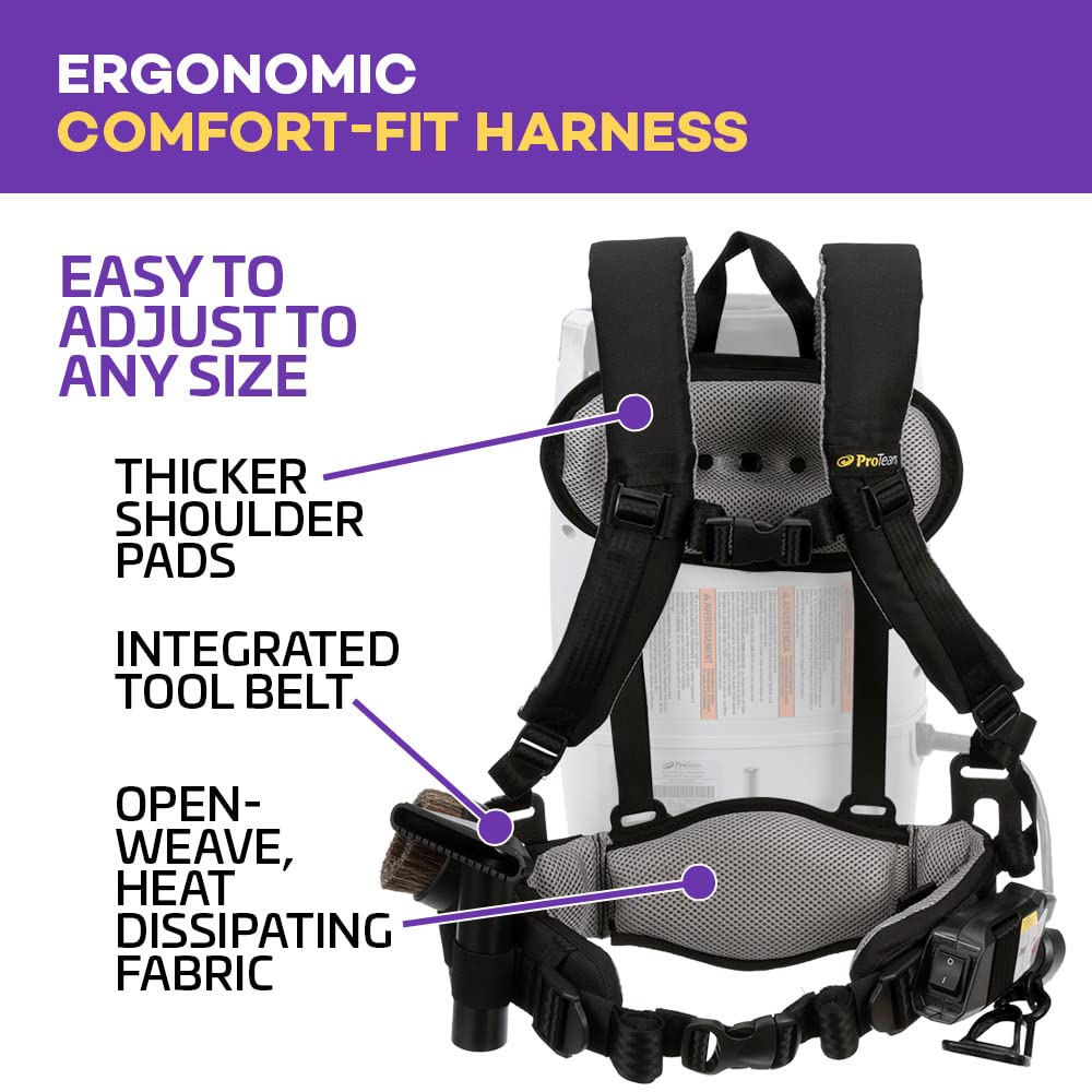 ProTeam Vacuum Backpack, ProVac FS 6 Commercial Backpack Vacuum Cleaner with HEPA Media Filtration