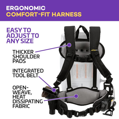 ProTeam Commercial Backpack Vacuum Cleaner, ProVac FS 6 Vacuum Backpack with HEPA Media Filtration