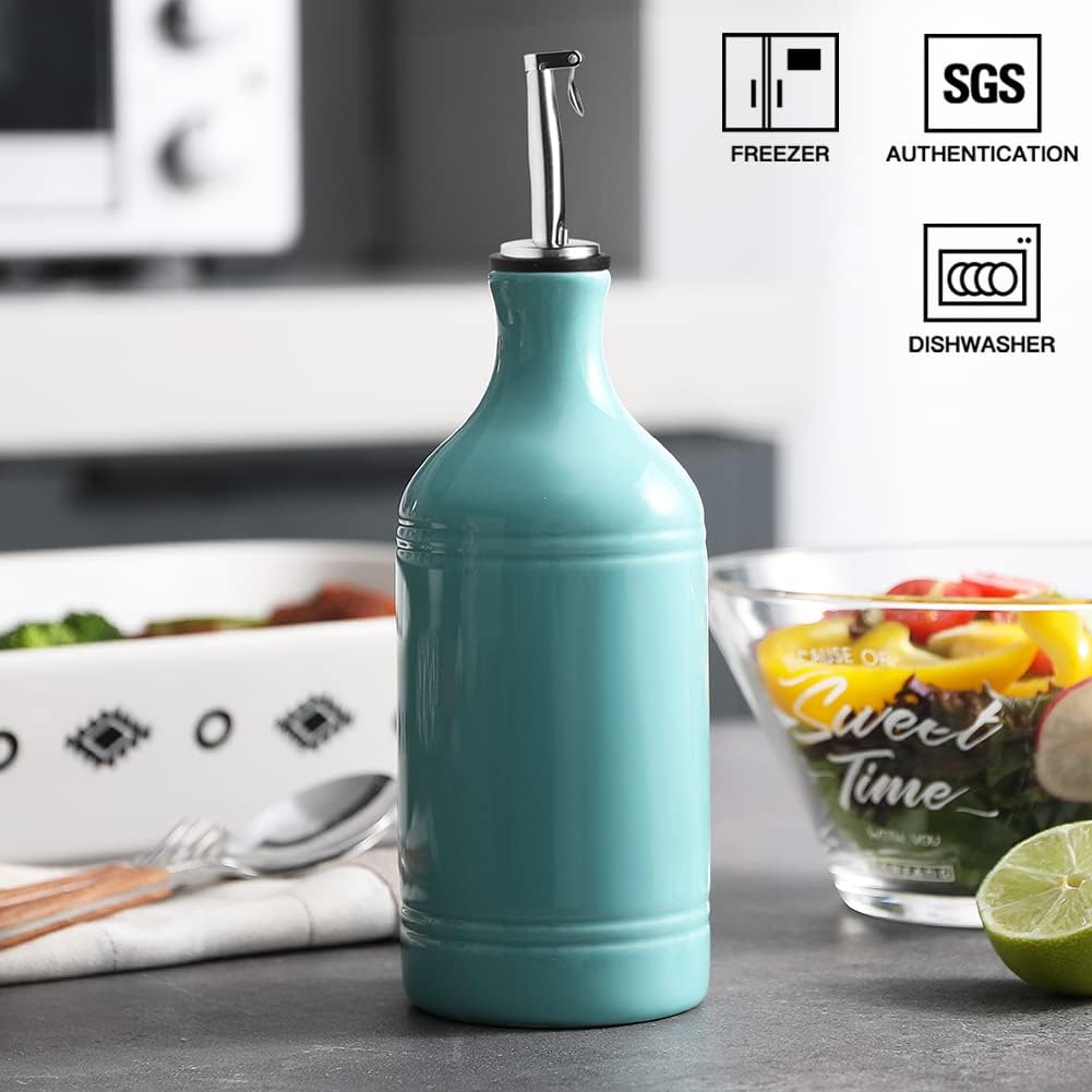Sweejar Ceramic Olive Oil Dispenser Bottle, Opaque Oil Cruet Protects Oil to Reduce Oxidation