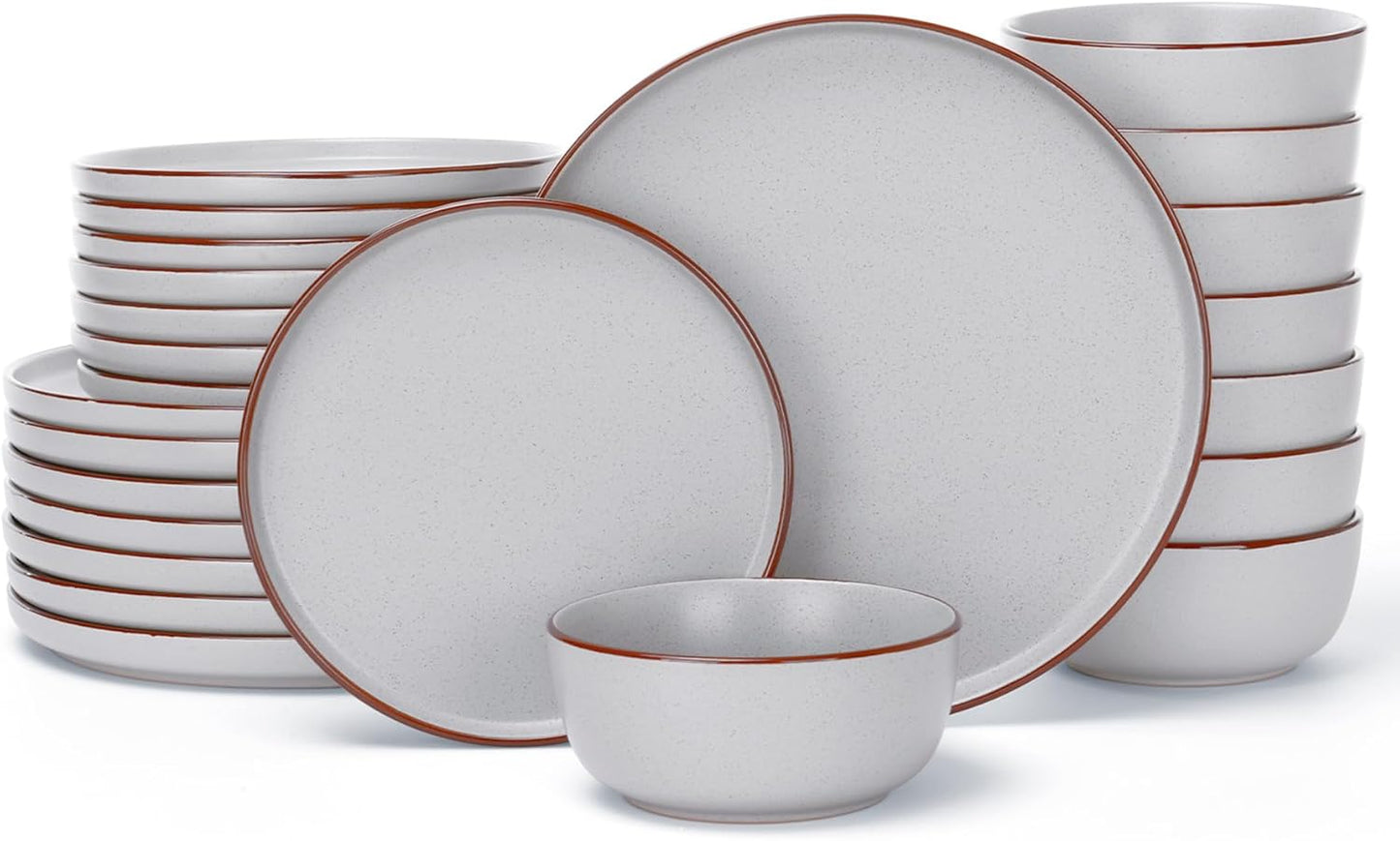 Famiware Mercury 24 Pieces Dinnerware Sets, Plates and Bowls Sets for 8, Microwave and Dishwasher