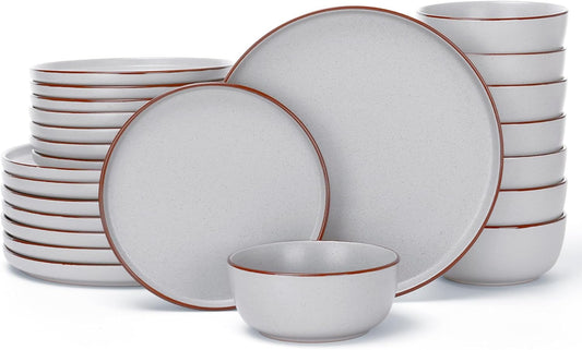 Famiware Mercury 24 Pieces Dinnerware Sets, Plates and Bowls Sets for 8, Microwave and Dishwasher