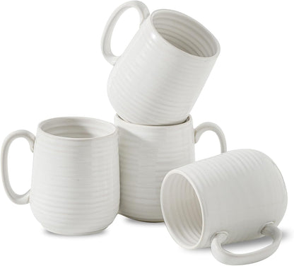 Hasense Coffee Mugs Set of 4, 15 Ounce Porcelain Latte Mug Set with Handle for Morning Coffee Tea