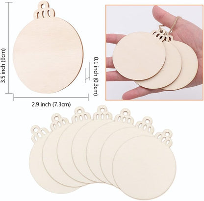 PartyTalk 30pcs Round Wooden Discs with Holes, 3" Unfinished Predrilled Natural Wood Slices for