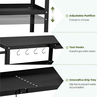 Outdoor Grill Cart Table,Indoor and Outdoor Pizza Oven Table,with 4 Movable Total Lock Casters