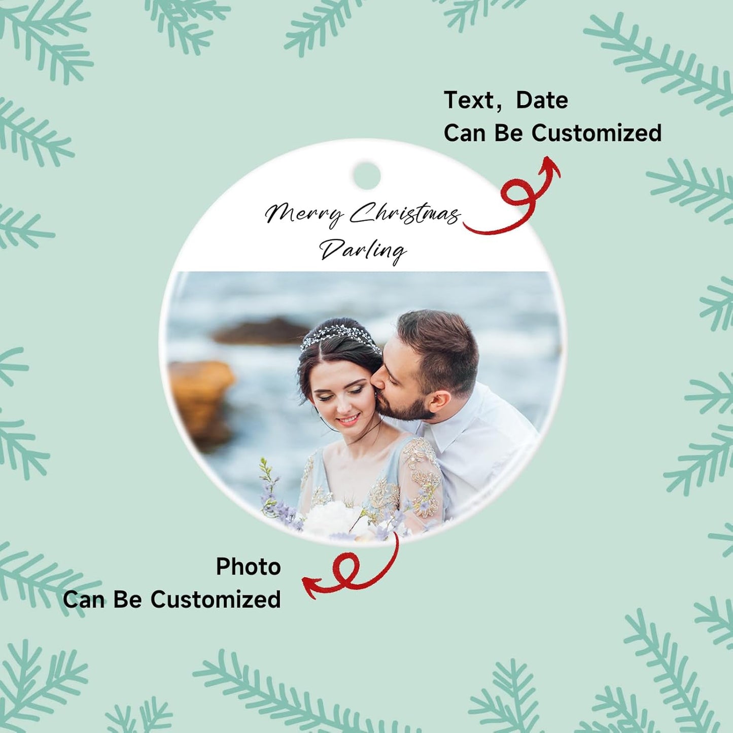 Personalized Christmas Ornaments 2025 Ceramic Custom Photo Text Christmas Ornament Customized Photo