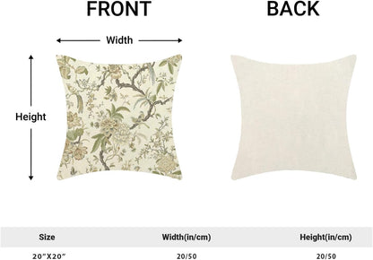 CXMEIFLY Spring Floral Birds Pillow Covers 20 x 20 Inch Set of 2 for Chinoiserie Flowers Decor