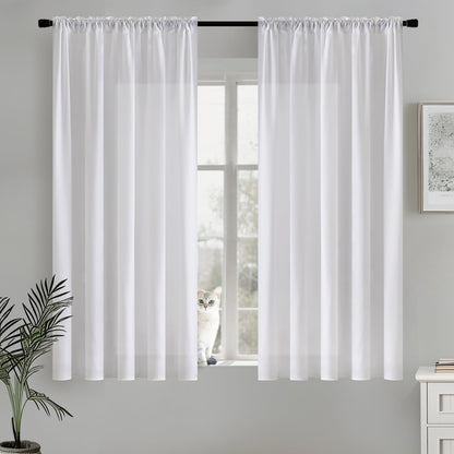MIULEE White Privacy Sheer Curtains That Let Light in Non-See-Through Semi Sheer Curtains Light