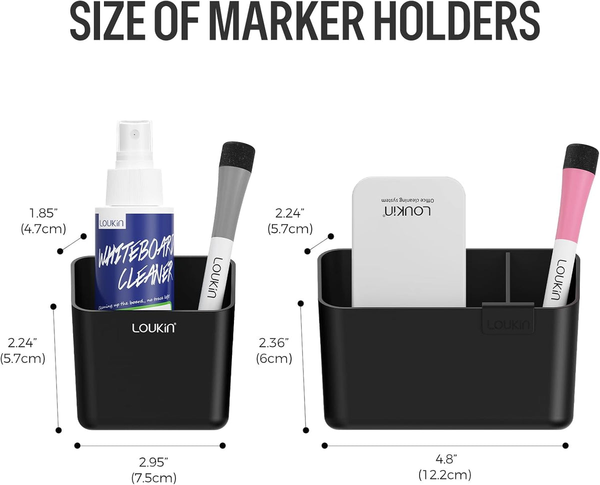 loukin Magnetic & Adhesive Dry Erase Marker Holder with Diver, 1 Small + 1 Mini, Magnetic Storage
