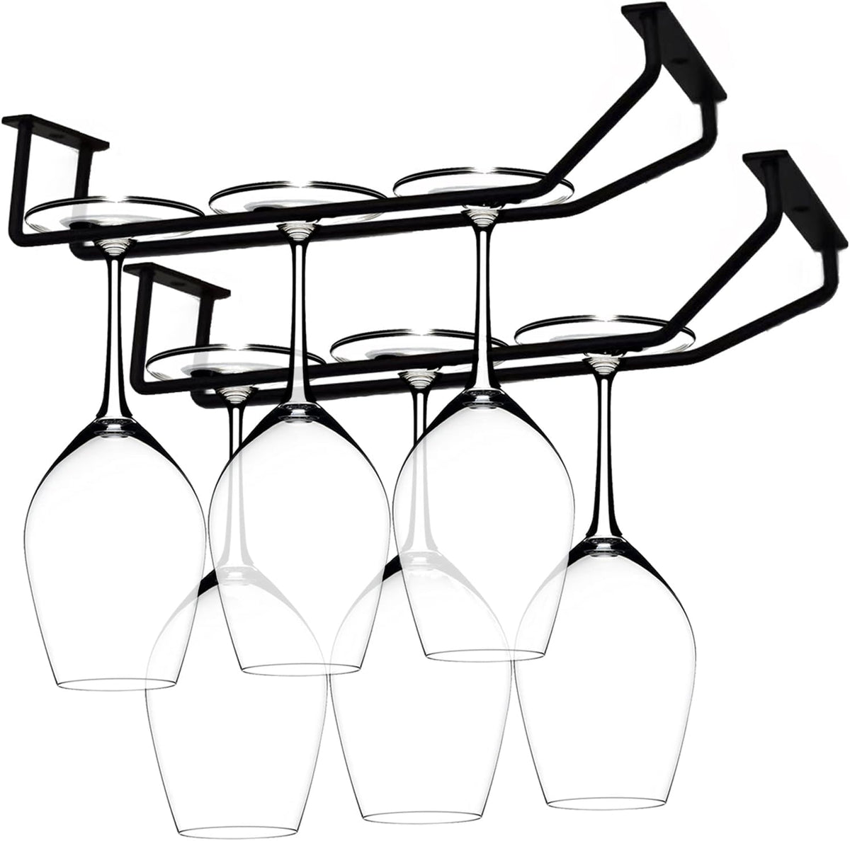 10.8 Inch Black Wine Glass Rack, Under Cabinet Wine Glass Holder Stainless Steel Stemware Rack