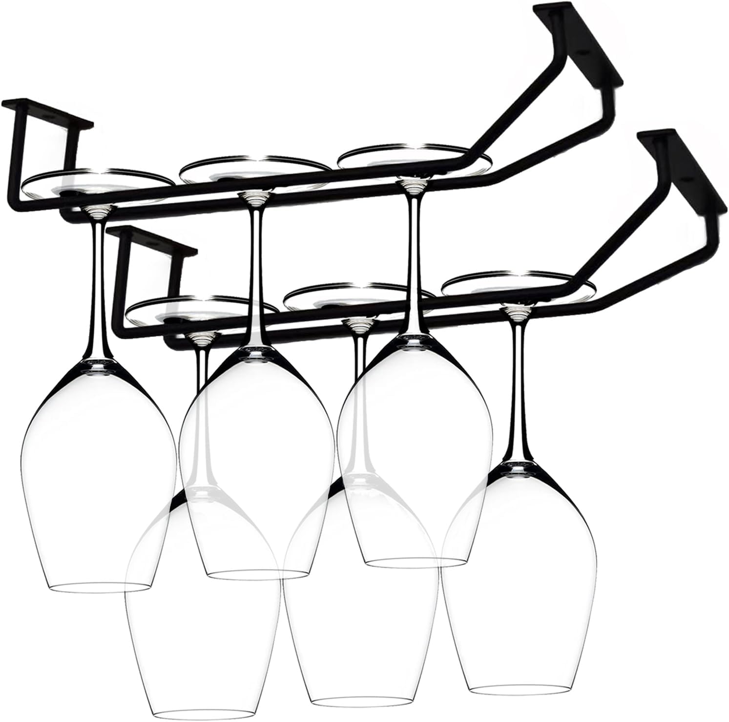 10.8 Inch Black Wine Glass Rack, Under Cabinet Wine Glass Holder Stainless Steel Stemware Rack