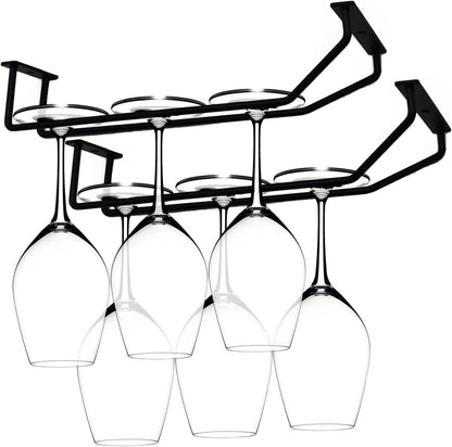 10.8 Inch Black Wine Glass Rack, Under Cabinet Wine Glass Holder Stainless Steel Stemware Rack