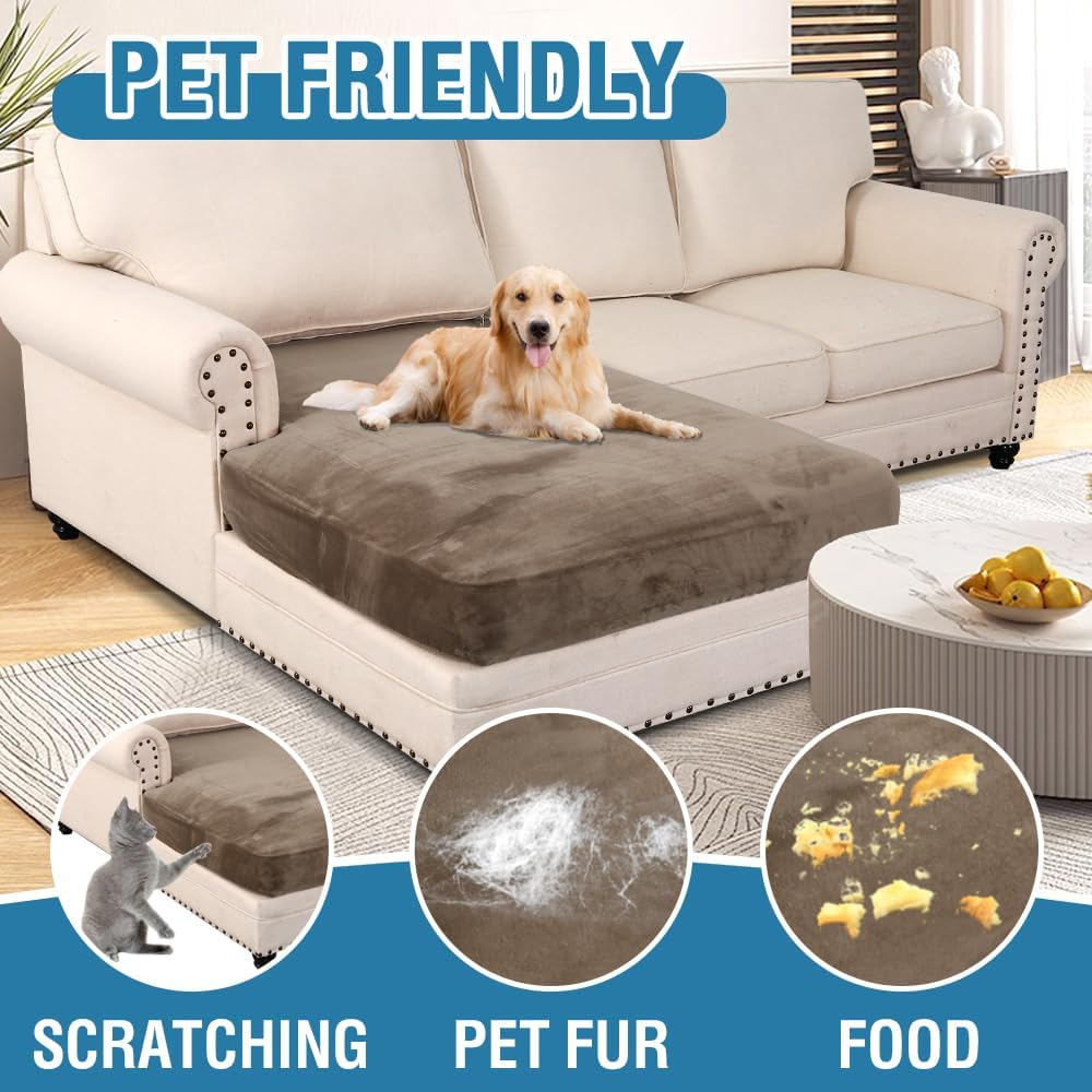 H.VERSAILTEX Velvet Stretch Individual Chaise Cover Sectional Couch Covers for L Shaped Sofa Both