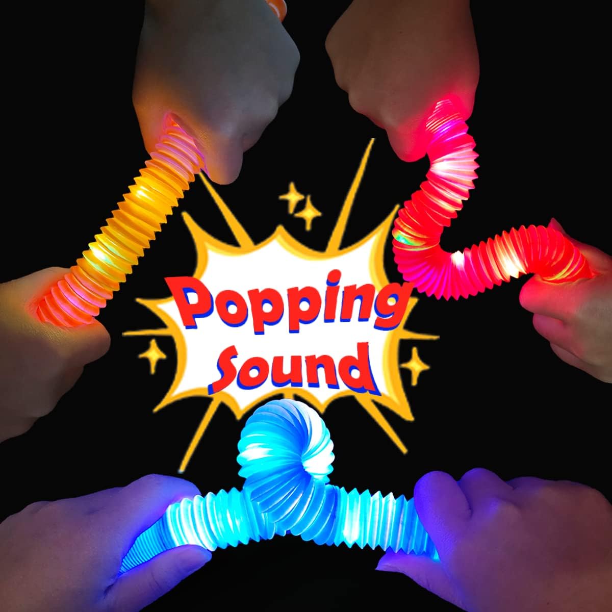 Halloween Glow Sticks Toys Gifts for Toddlers-6 PCS Light Up Pop Tube Party Favors for Kids,LED