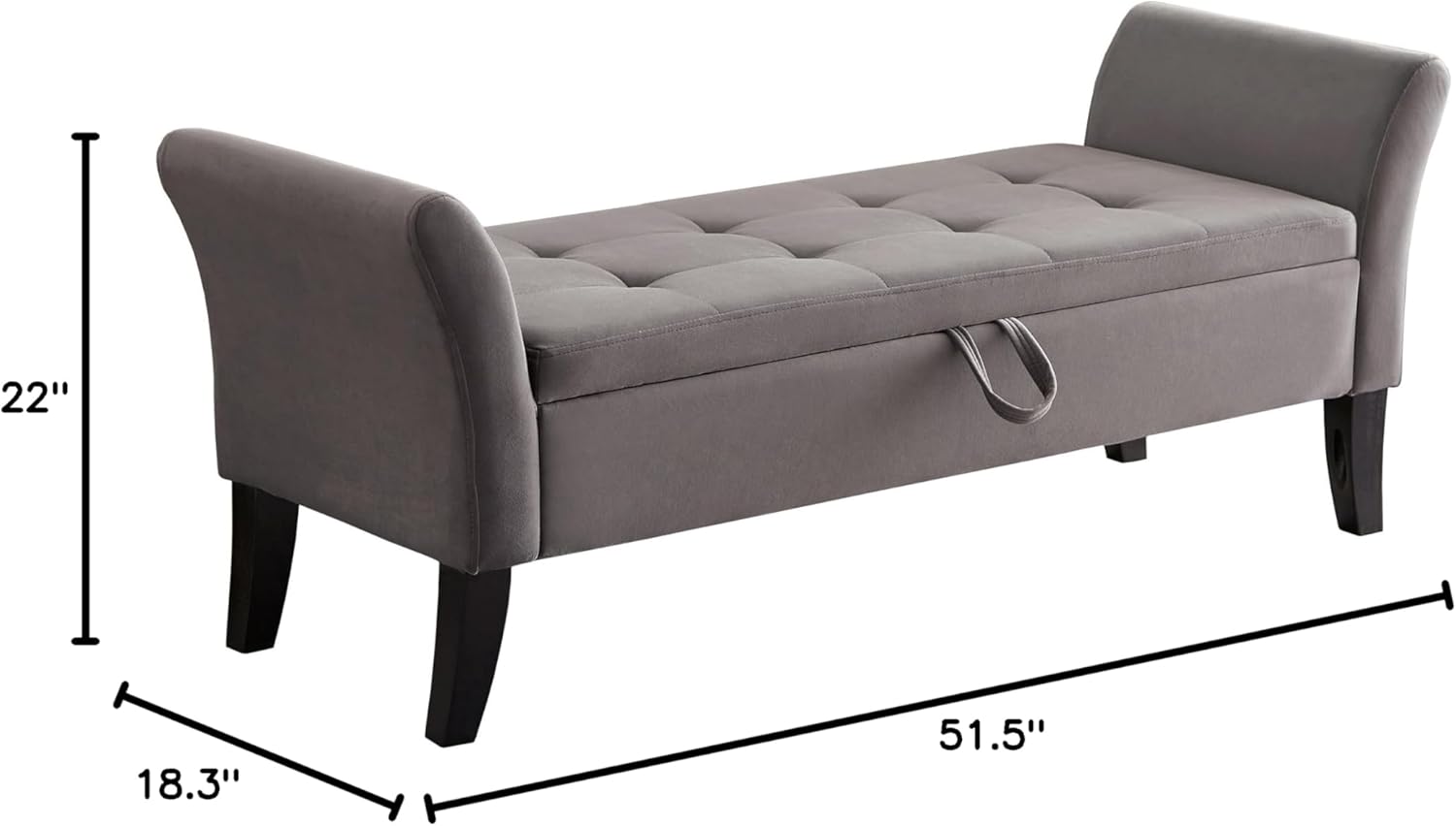 Furniliving 51” Bedroom Bench, End of Bed Bench with Button-Tufted Large Upholstered Storage Bench