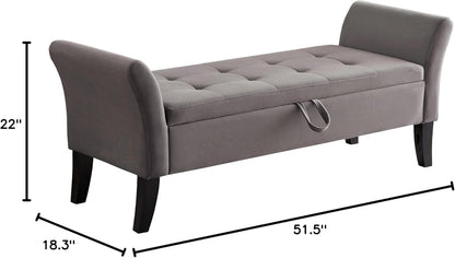 Furniliving 51” Bedroom Bench, End of Bed Bench with Button-Tufted Large Upholstered Storage Bench