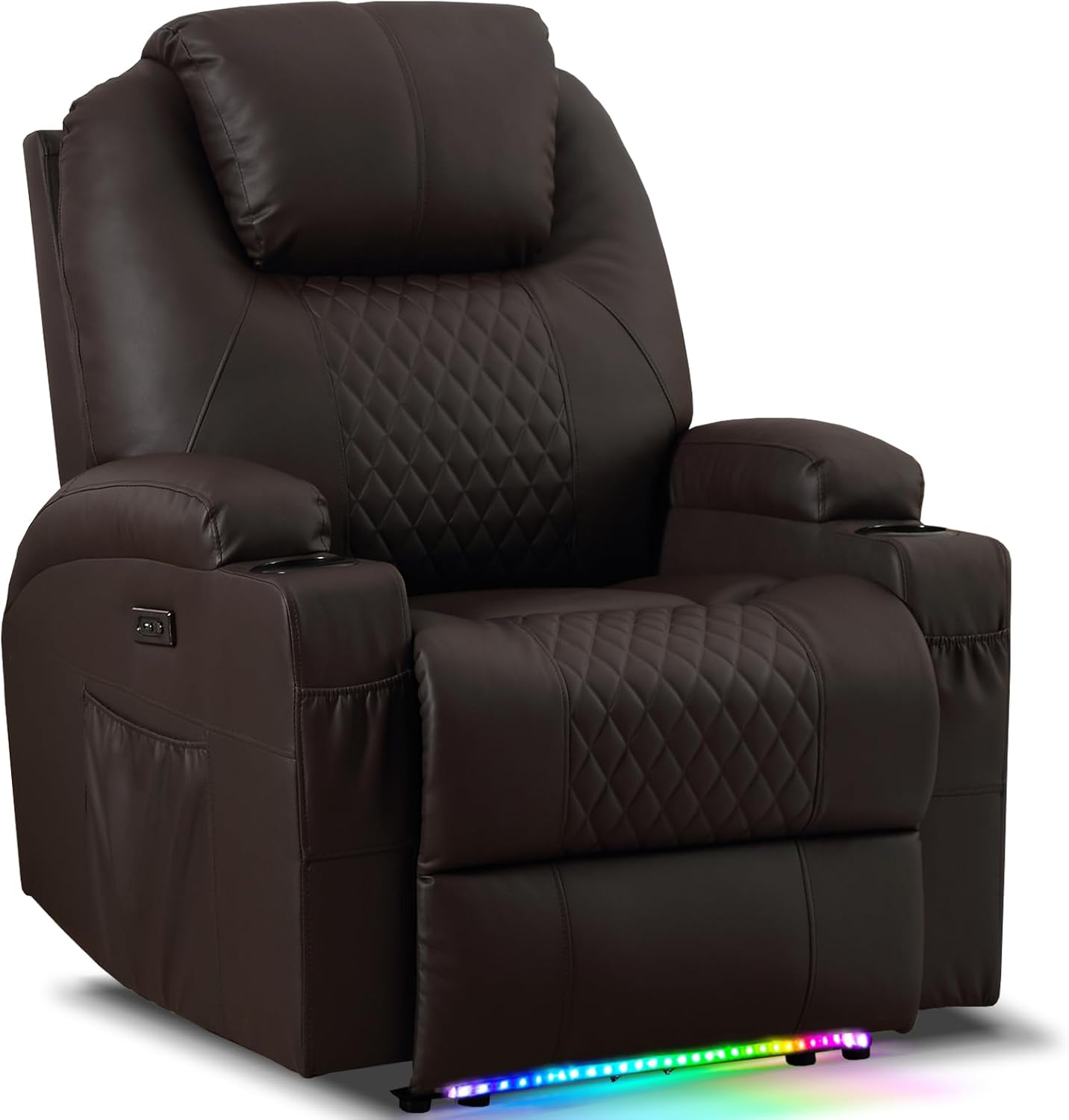 AHMED Power Recliner Chair with Vibration Massage & Heat for Adults, Faux Leather Home Theater