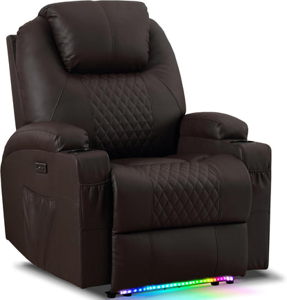 AHMED Power Recliner Chair with Vibration Massage & Heat for Adults, Faux Leather Home Theater