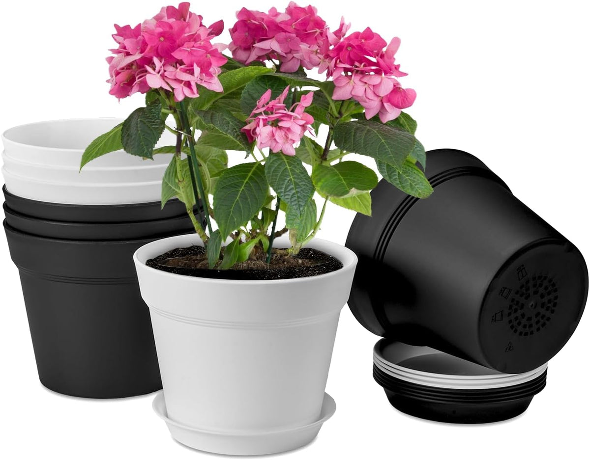homenote Plant Pots,7.5 Inch Flower Pots for Plants Plastic Planters for Indoor with Multiple