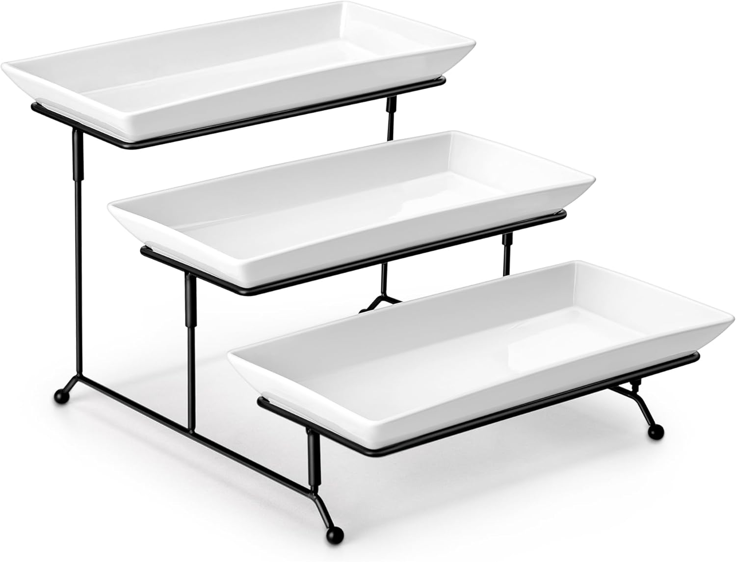 MALACASA 3 Tier Serving Trays for Party, Porcelain Serving Platters and Trays, 12 Inch Tiered Tray