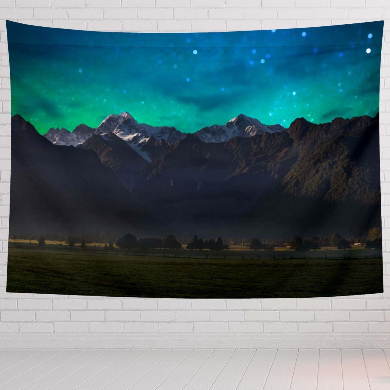 Mountain Tapestry For Bedroom Mount Cook And Lake Matheson New Zealand With Milky Way Tapestries