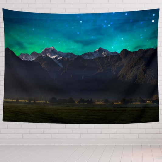 Mountain Tapestry For Bedroom Mount Cook And Lake Matheson New Zealand With Milky Way Tapestries