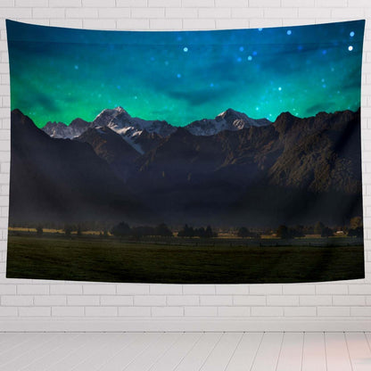 Mountain Tapestry For Bedroom Mount Cook And Lake Matheson New Zealand With Milky Way Tapestries