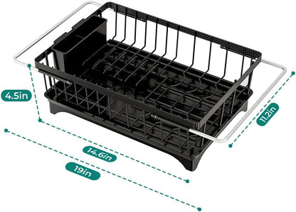 Expandable Dish Drying Rack in Sink, Adjustable Stainless Steel Rustproof Grip Handles Dish Rack