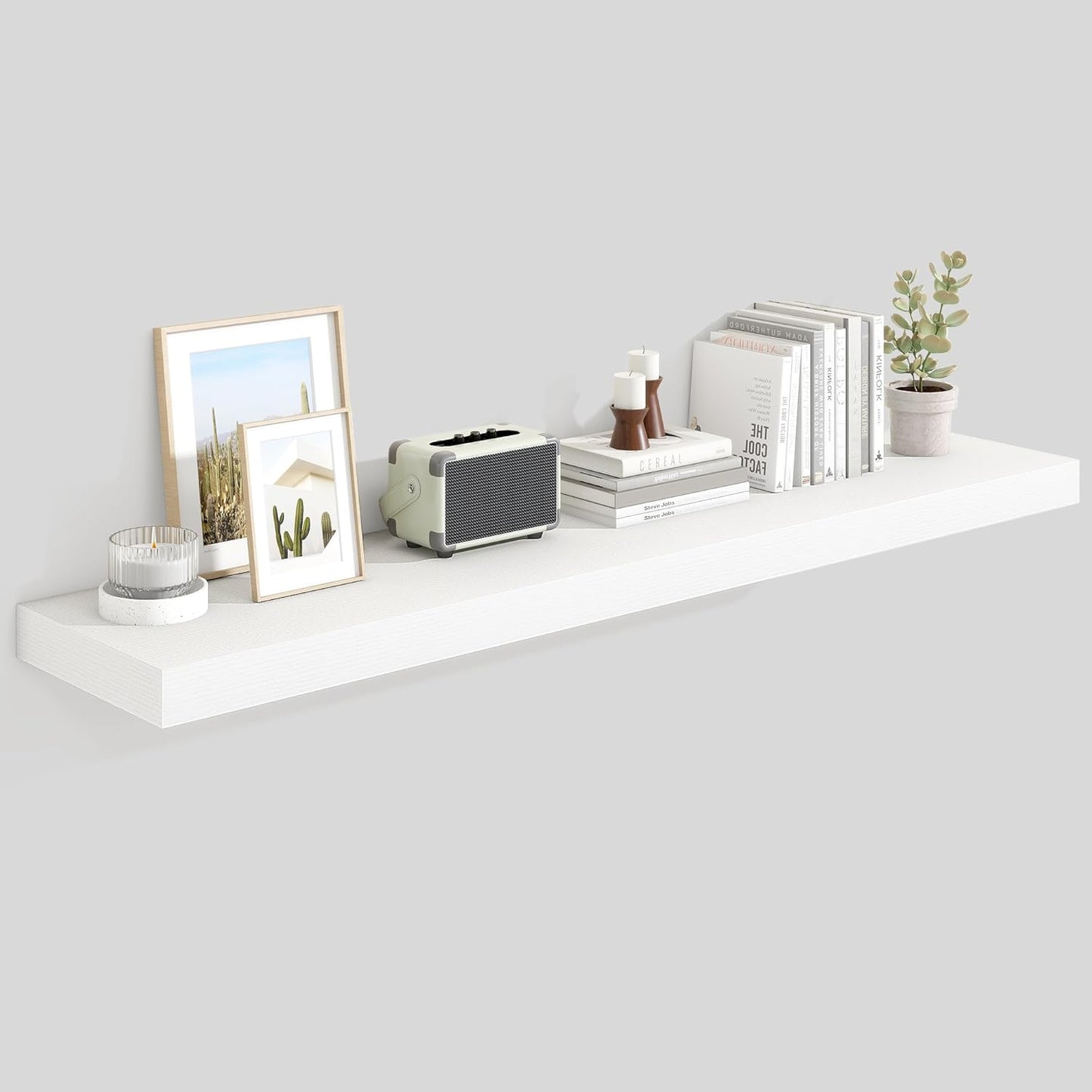 Heimlove 55 Inch Floating Shelves for Wall,10 Deep Large White Wall Shelf with Heavy Duty