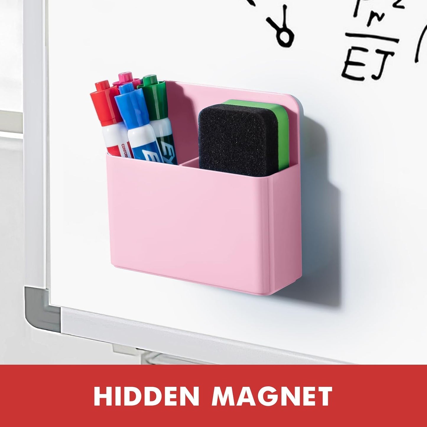 BEYGORM 2 Pack Plastics Magnetic Pen Holder for Refrigerator, Dry Erase Marker Holder for