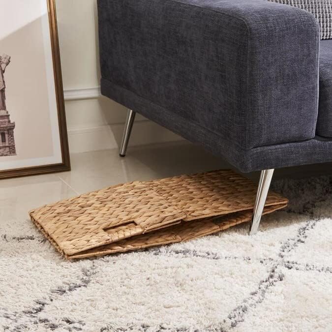 12 x 12in Water Hyacinth Storage Baskets, Wicker Storage Baskets for Shelves, Woven Baskets for