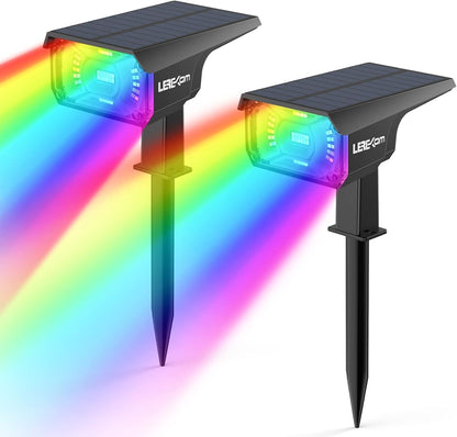 Solar Outdoor,40 LEDs Color Changing RGB Solar Landscape Path Lights,USB & Solar Powered
