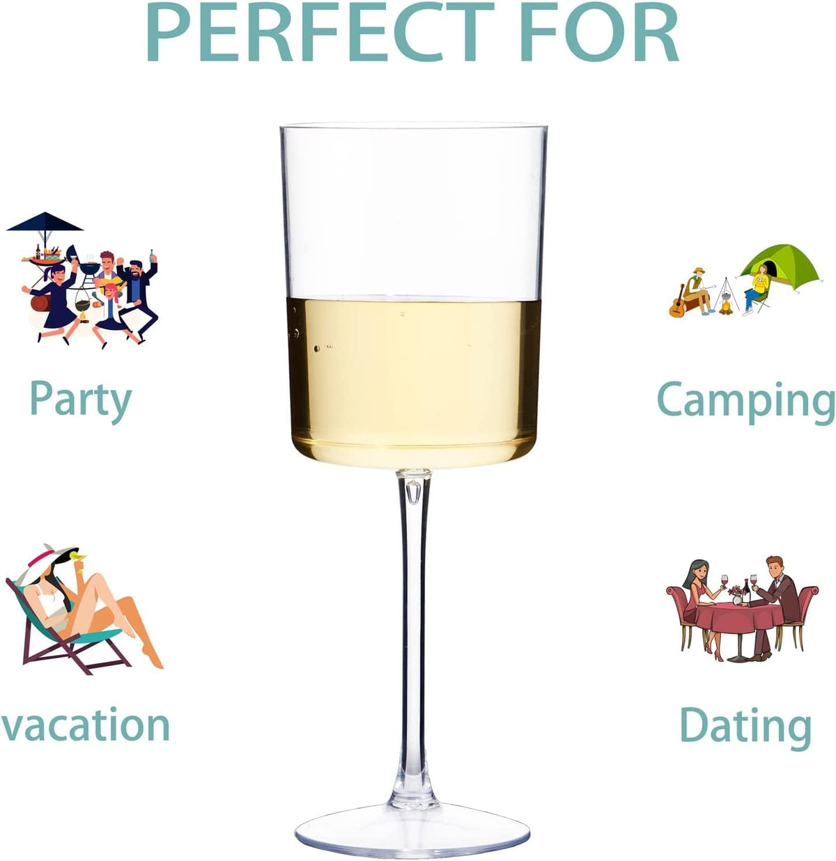 Ciaell 12 Pack Clear Plastic Wine Glasses - 10 Oz Disposable Wine Glasses with Stem for Parties &