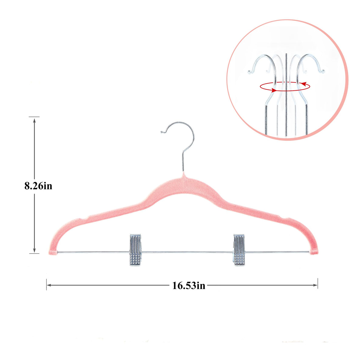 VECELO 20 Pack Velvet Clothes Hangers with Adjustable Clips,Heavy-Duty Non Slip & Space-Saving with