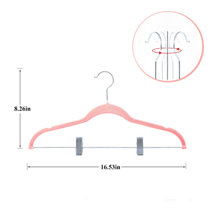 VECELO 20 Pack Velvet Clothes Hangers with Adjustable Clips,Heavy-Duty Non Slip & Space-Saving with