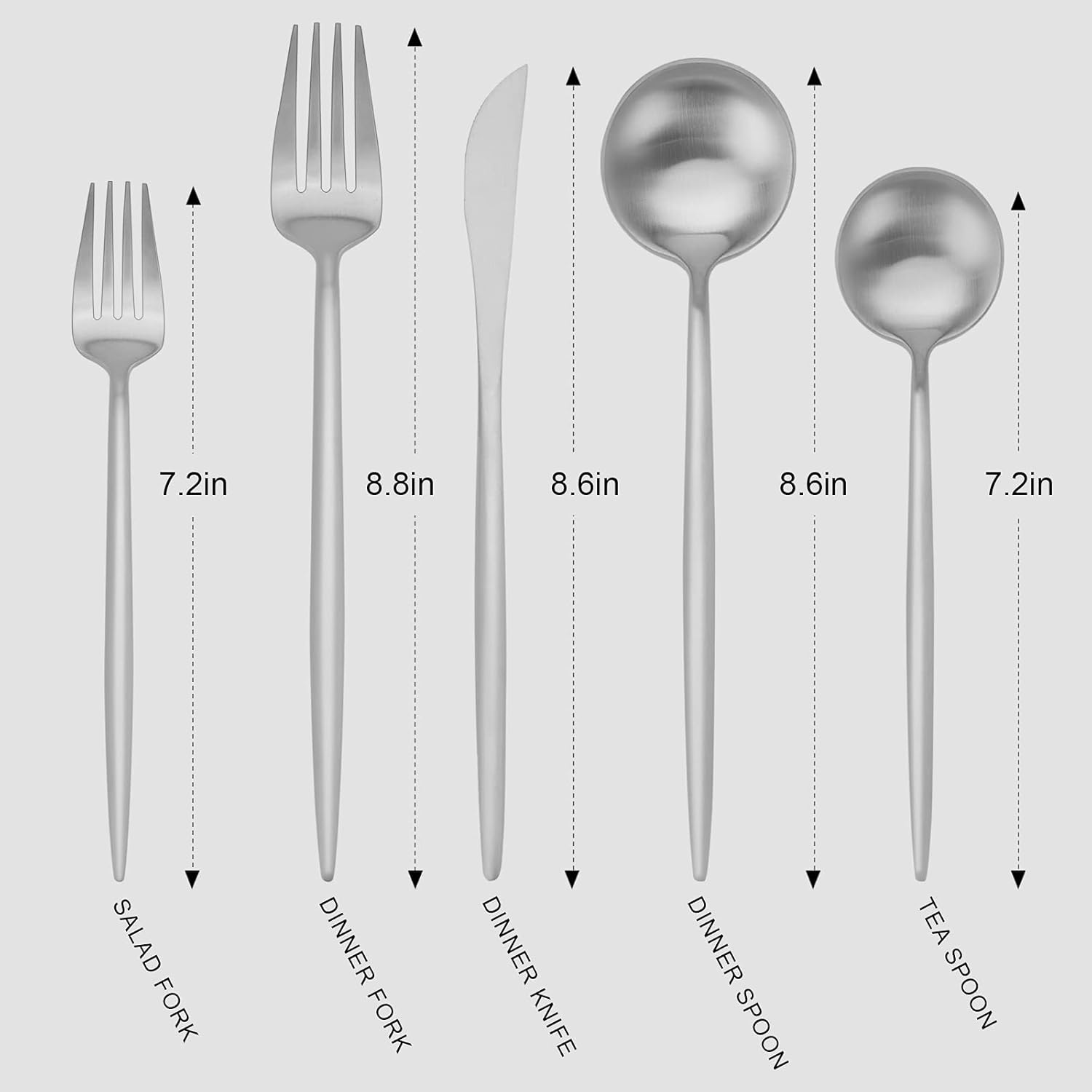 Matte Silverware Set, Vanys 20 Piece Stainless Steel Cutlery Flatware Set, Kitchen Utensil Sets for