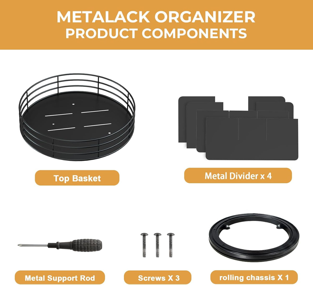 Snack Organizer - Versatile Snack Storage, Lazy Susan with Convenient Grab-and-Go Design, Metal