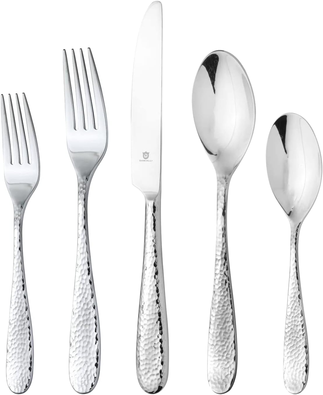 Hammered Silverware Set | Premium 18/10 Stainless Steel Flatware Service for 12 | Heavy-Duty &