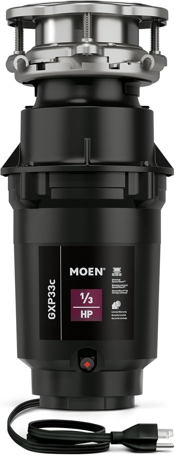 Moen Lite Series PRO Compact Continuous Feed Garbage Disposal for Kitchen Sink with Power Cord