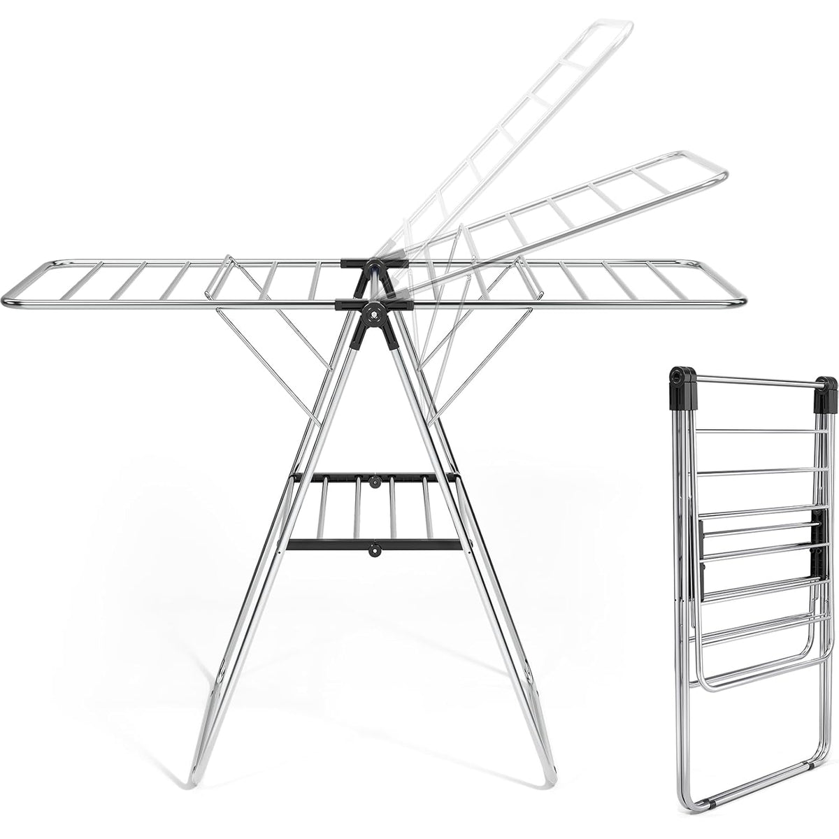 APEXCHASER Clothes Drying Rack, Drying Rack Clothing with Height-Adjustable, Foldable Gullwings