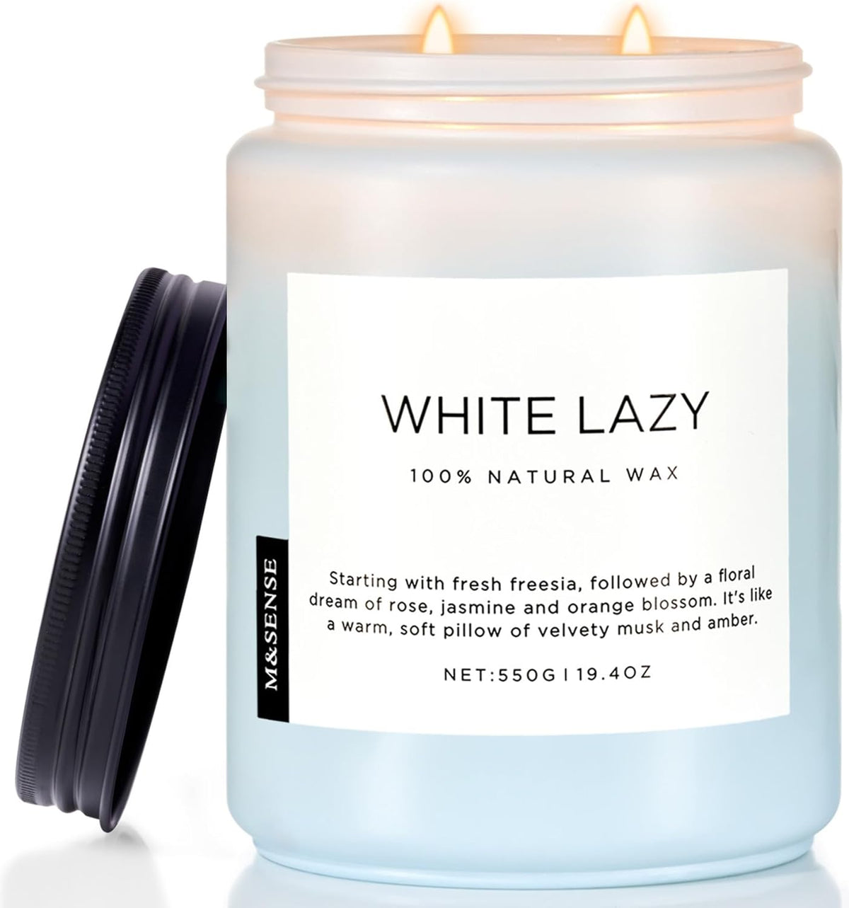 M&SENSE Spring Scented Candle, Jasmine Clean Cotton Soy Wax Large 19.4oz 110 Hour Long Lasting