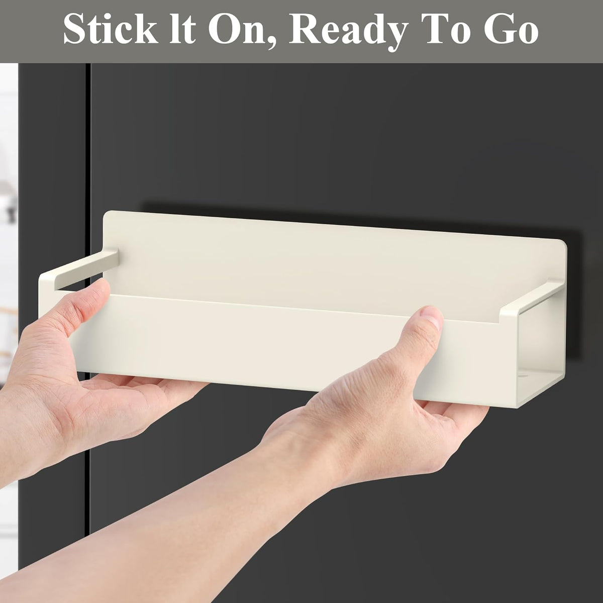 6 Pack Magnetic Spice Rack Organizer for Refrigerator and Oven, Cream White Fridge Organizers and