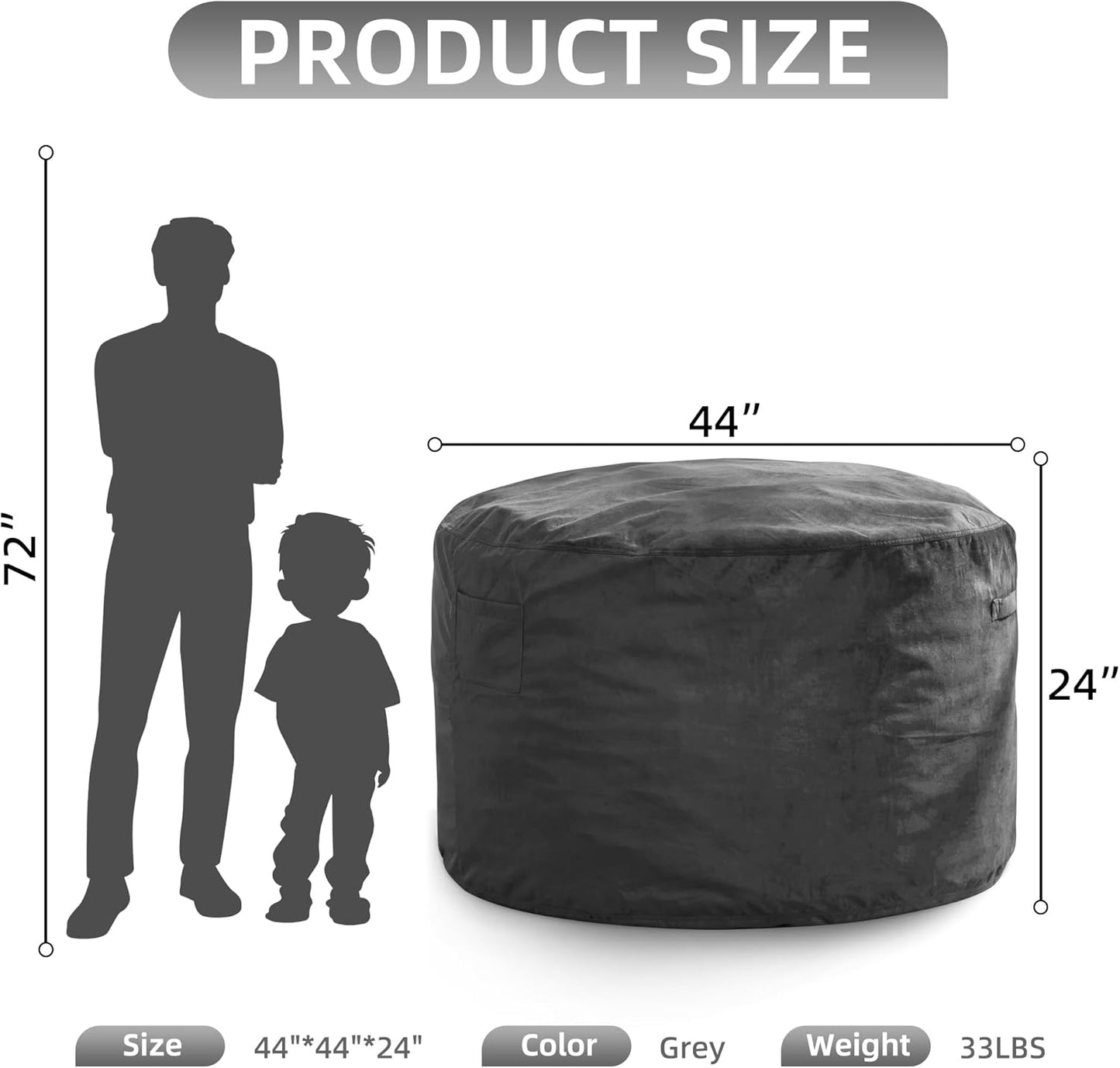 Hobestluk 4FT Bean Bag Chair Giant Bean Bag Chairs for Adults Large Bean Chairs with Removable