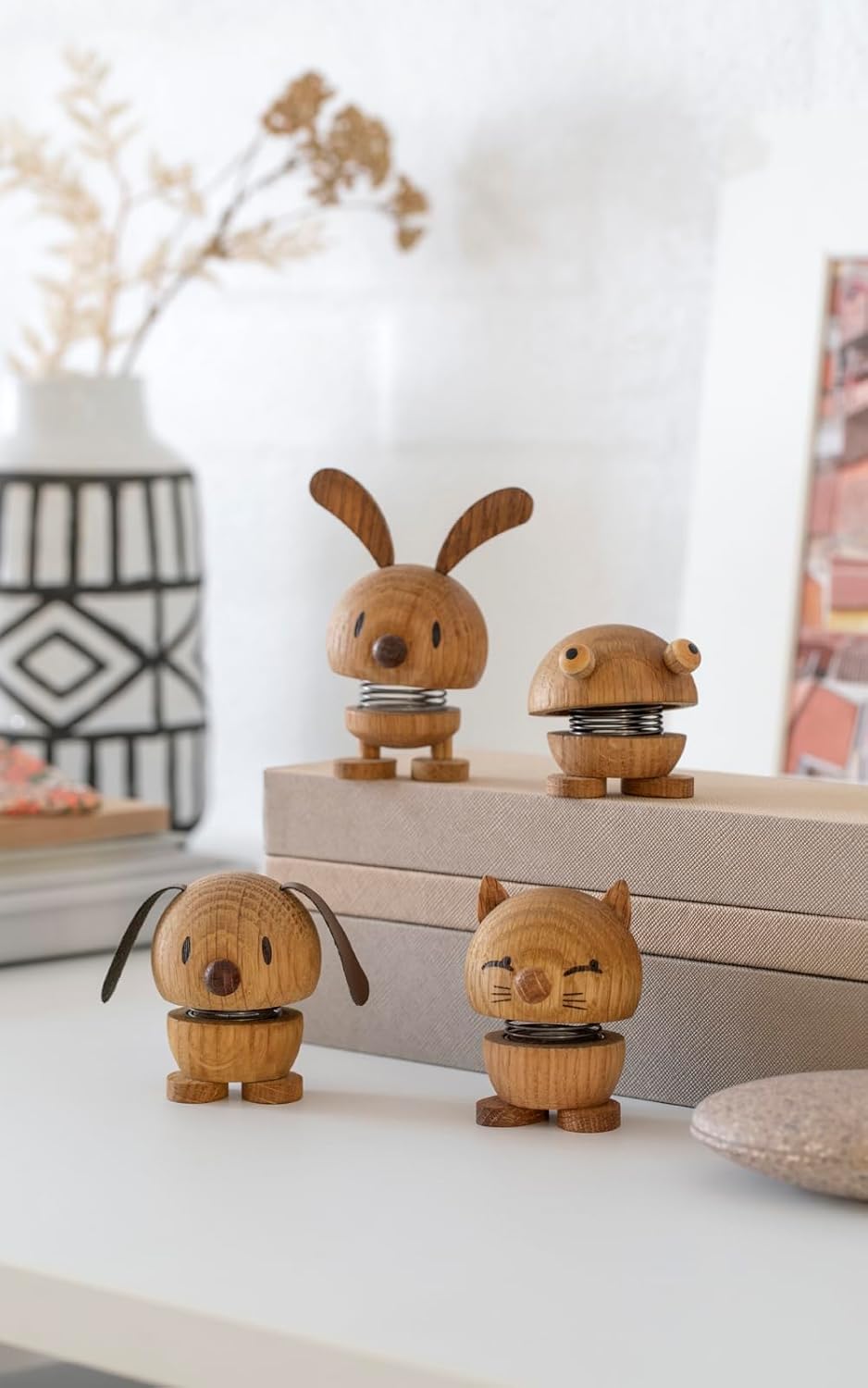 Hoptimist Dog Oak Bimble, Woody Brown, Home Decor Ornament - Danish Design, Wood W/Metal Spring