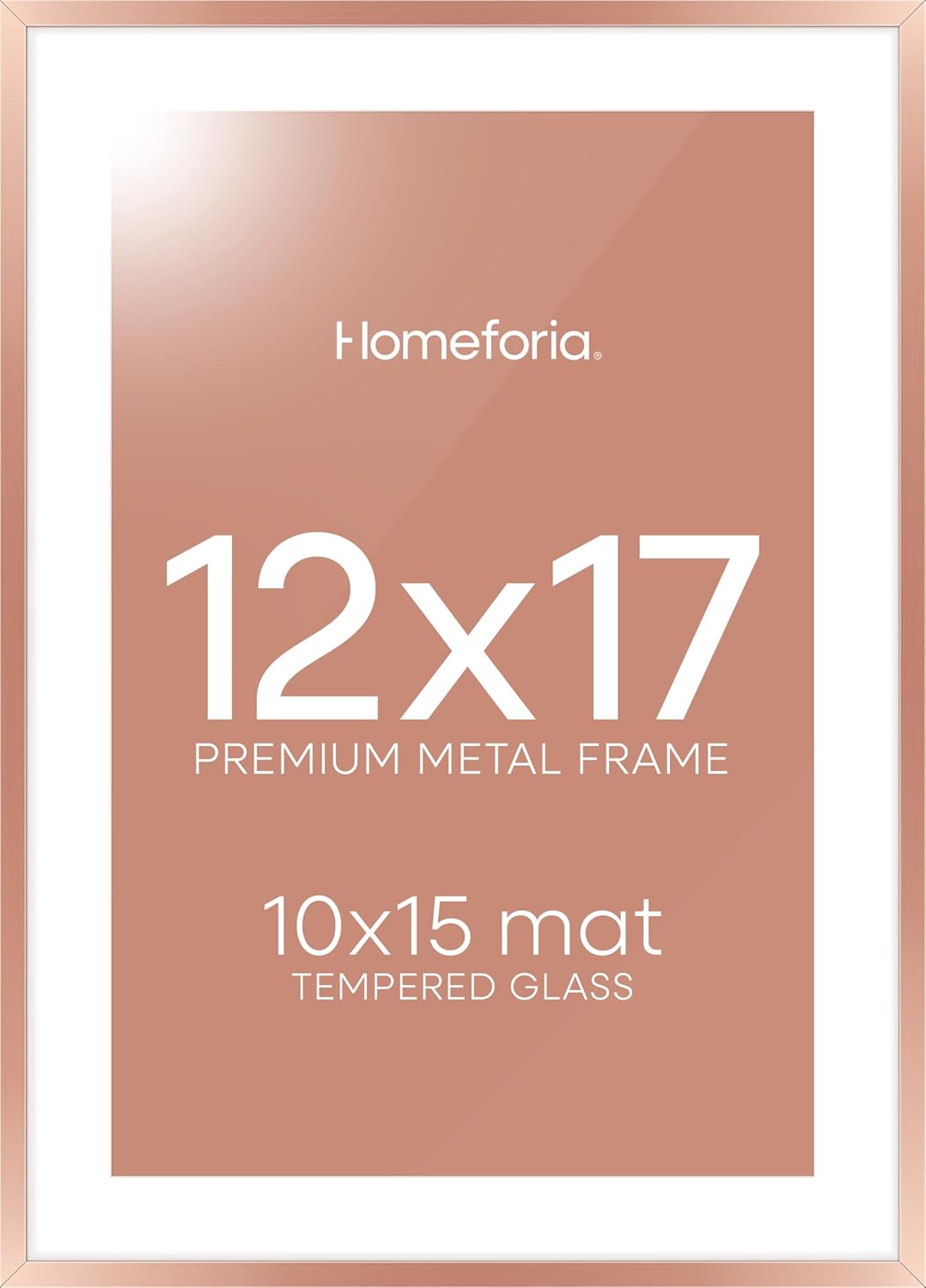 Homeforia 12x17 Picture Frame Rose Gold, High End Metal 12x17 Poster Frames with Mat 10x15 Photo