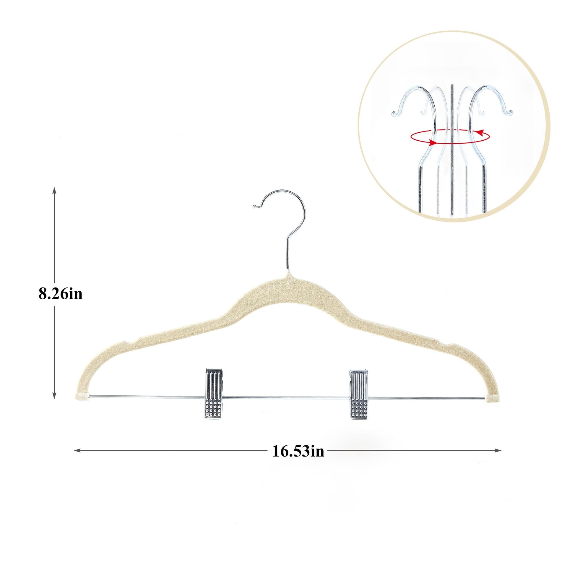 VECELO 20 Pack Velvet Clothes Hangers with Adjustable Clips,Heavy-Duty Non Slip & Space-Saving with