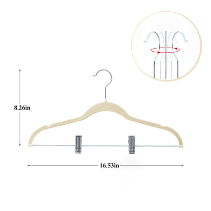 VECELO 20 Pack Velvet Clothes Hangers with Adjustable Clips,Heavy-Duty Non Slip & Space-Saving with