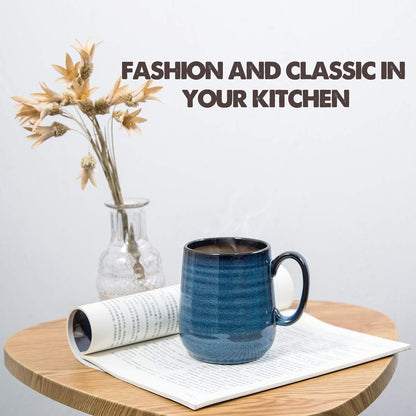 Hasense Coffee Mugs Set of 4, 15 Ounce Porcelain Mug Set with Handle for Morning Coffee Tea and