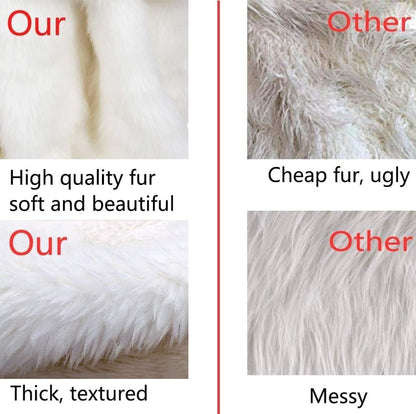 AOGU 72 Inch Faux Fur Christmas Tree Skirt White Plush Skirt for Merry Christmas Party Christmas