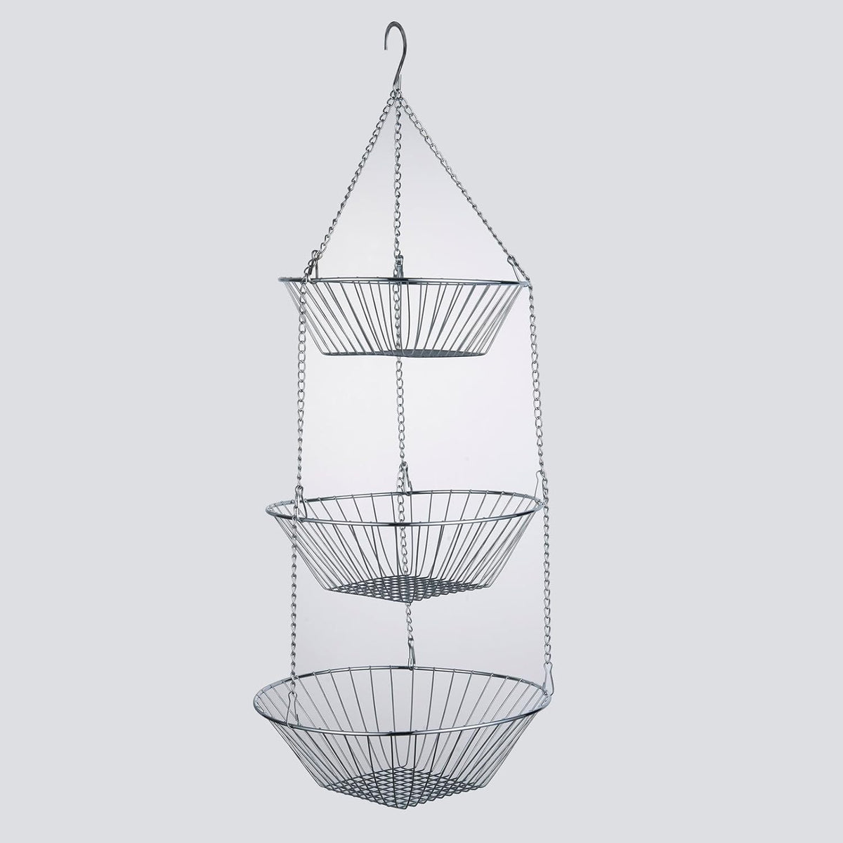 3-Tier Wire Fruit Hanging Basket 2 Packs, non-Punching Wall Hanging Storage, Kitchen Bathroom